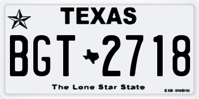 TX license plate BGT2718