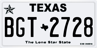 TX license plate BGT2728
