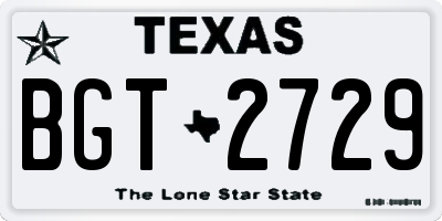 TX license plate BGT2729