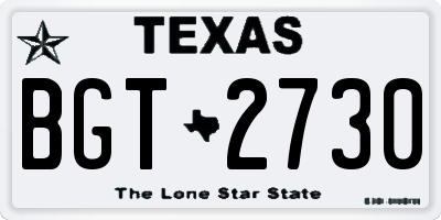 TX license plate BGT2730