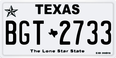 TX license plate BGT2733