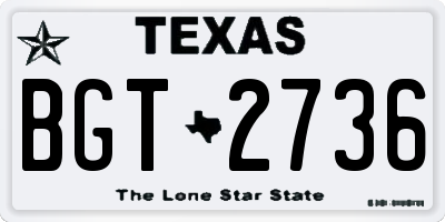 TX license plate BGT2736