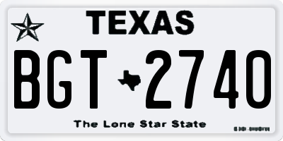 TX license plate BGT2740