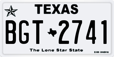 TX license plate BGT2741