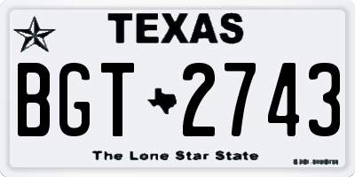 TX license plate BGT2743