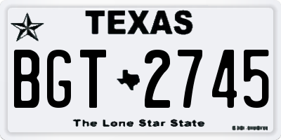 TX license plate BGT2745