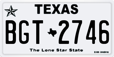 TX license plate BGT2746