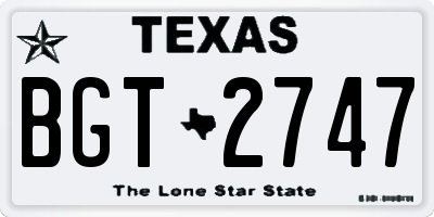 TX license plate BGT2747