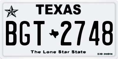 TX license plate BGT2748