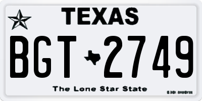 TX license plate BGT2749