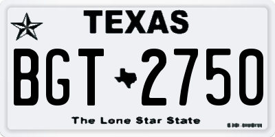 TX license plate BGT2750