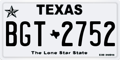 TX license plate BGT2752