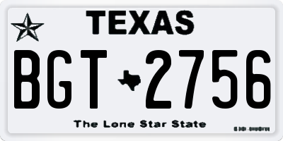 TX license plate BGT2756