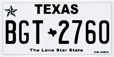 TX license plate BGT2760