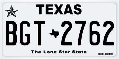 TX license plate BGT2762