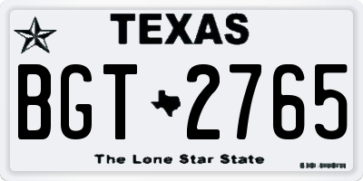 TX license plate BGT2765
