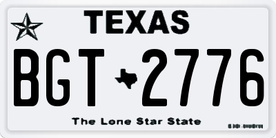 TX license plate BGT2776