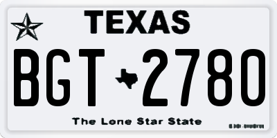 TX license plate BGT2780