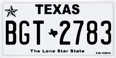 TX license plate BGT2783