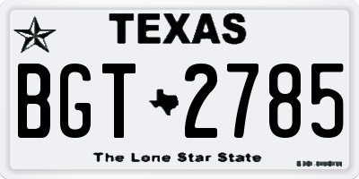TX license plate BGT2785