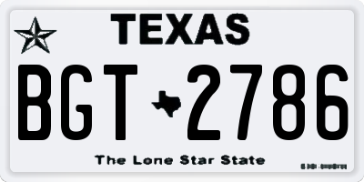 TX license plate BGT2786