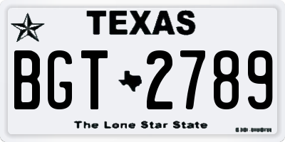 TX license plate BGT2789