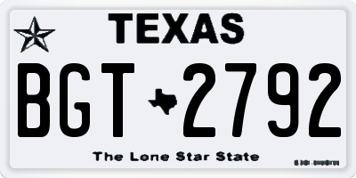 TX license plate BGT2792