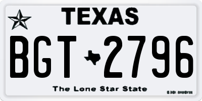 TX license plate BGT2796