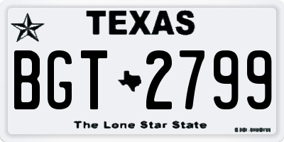 TX license plate BGT2799