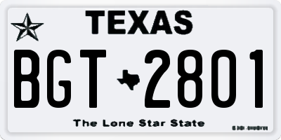 TX license plate BGT2801