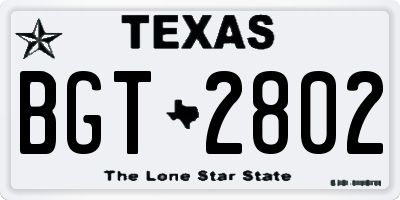 TX license plate BGT2802