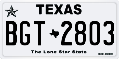 TX license plate BGT2803