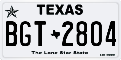 TX license plate BGT2804