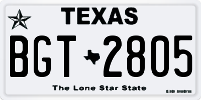 TX license plate BGT2805