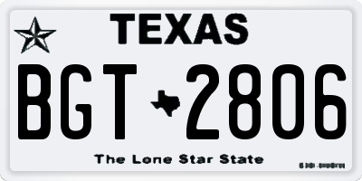 TX license plate BGT2806