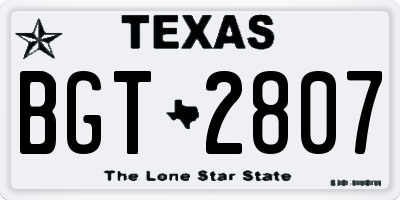 TX license plate BGT2807