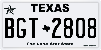 TX license plate BGT2808