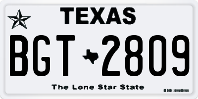 TX license plate BGT2809
