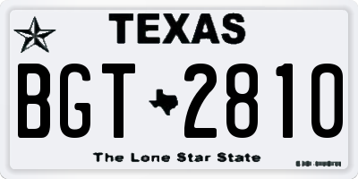 TX license plate BGT2810