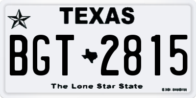 TX license plate BGT2815