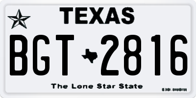 TX license plate BGT2816