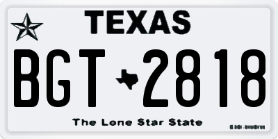 TX license plate BGT2818