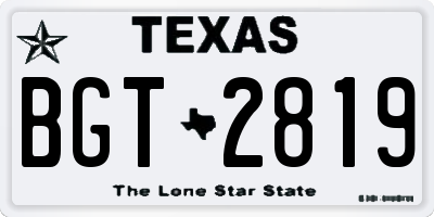 TX license plate BGT2819