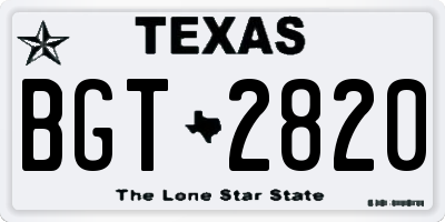 TX license plate BGT2820