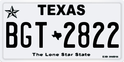 TX license plate BGT2822