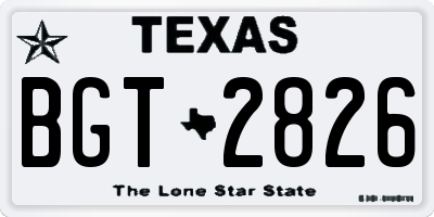 TX license plate BGT2826