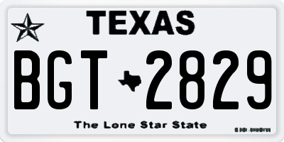 TX license plate BGT2829