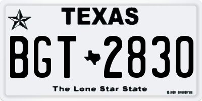 TX license plate BGT2830