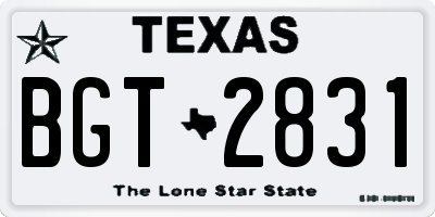 TX license plate BGT2831