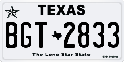TX license plate BGT2833